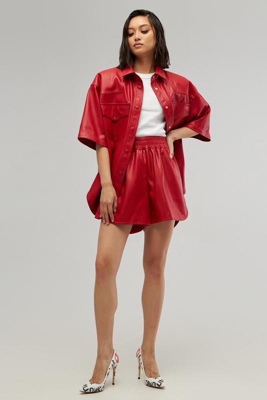 Costume. Shirt + Shorts Eco - leather Color - Red