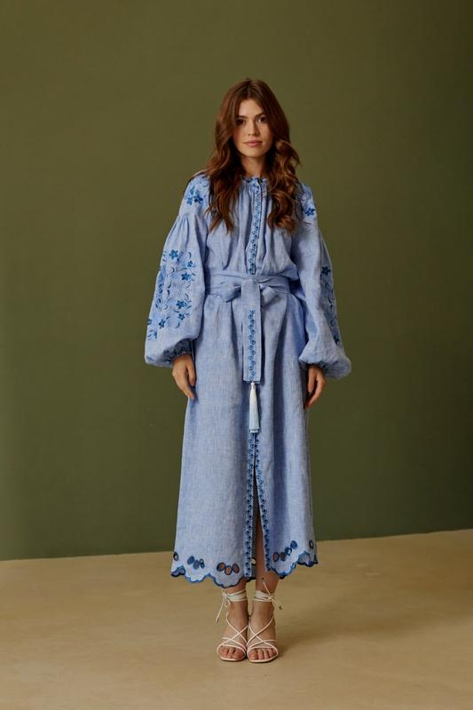 The dress is embroidered Women's Color - Blue