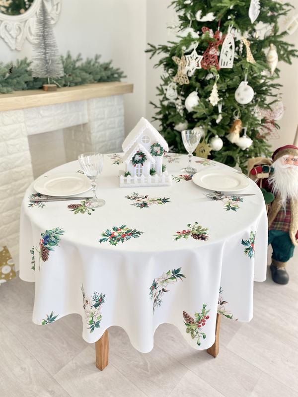 Christmas tablecloth with teflon coating ø180 cm. for a round table
