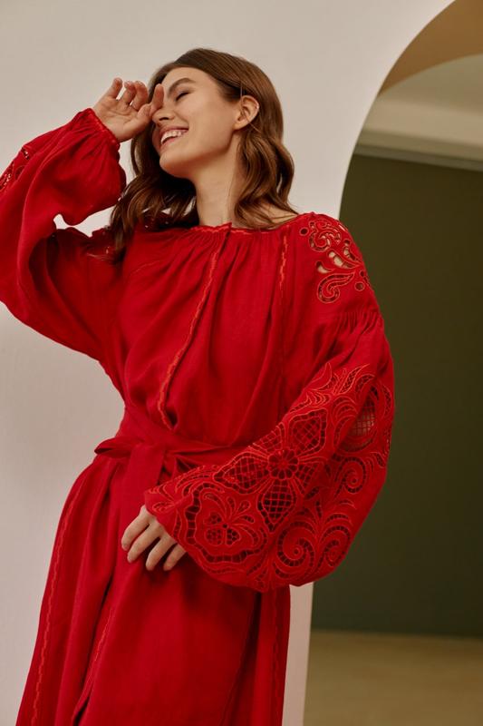 Vyshyvanka is a long dress. Color - Red