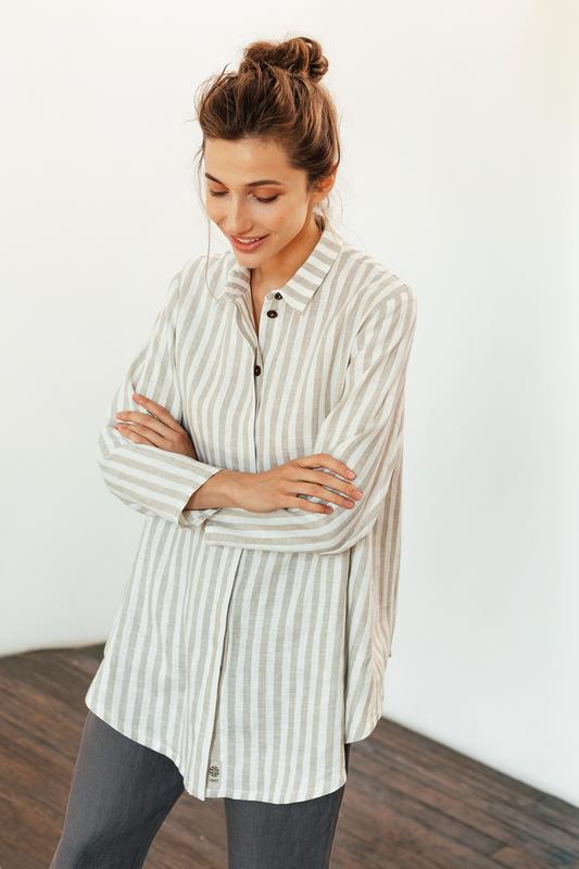 Oversized Striped Linen Shirt
