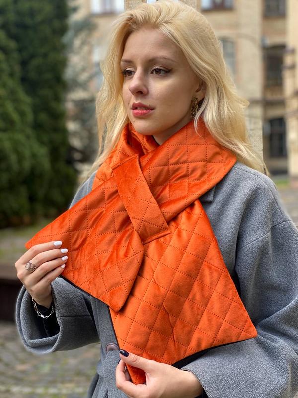 Stylish double-sided velvet scarf orange-black, unisex