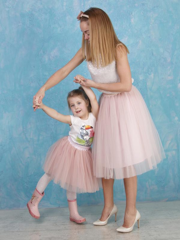 Blush Pink Tulle skirt AIRSKIRT Family Look Set (adult & kids tulle skirts)