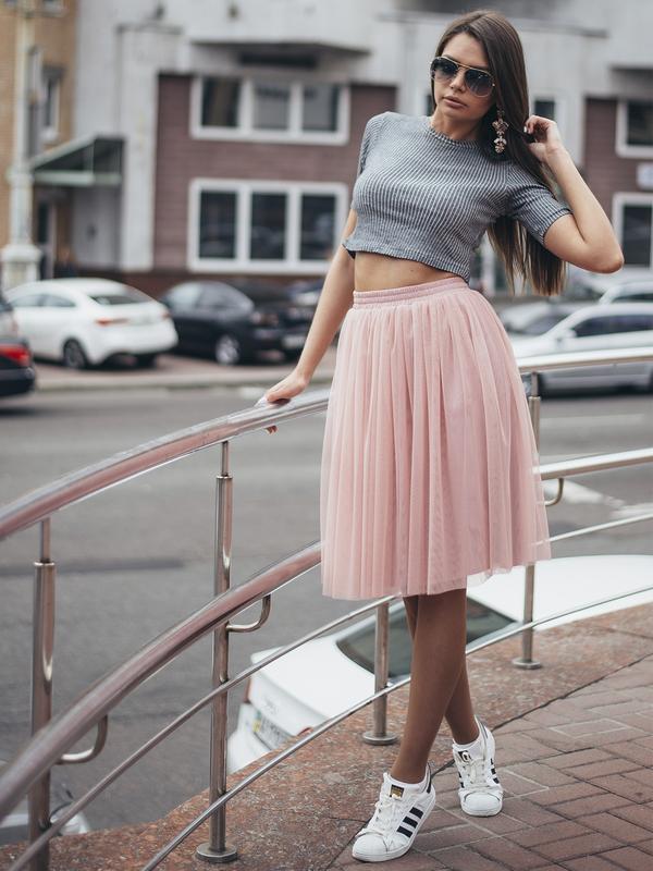 Light powder pink tulle skirt airskirt casual midi - 15509 from Tyu-Tyu  with donate to u24