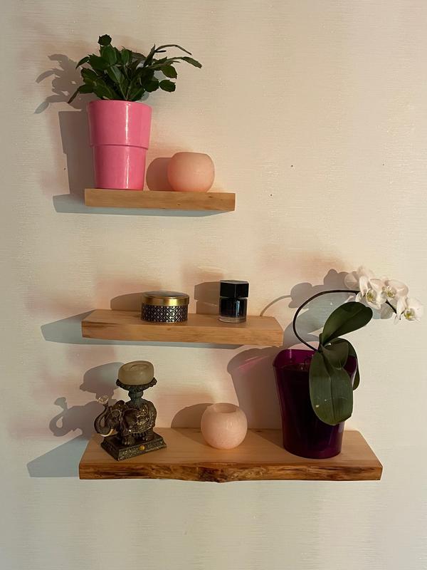Set of 3 wooden shelves with a living edge