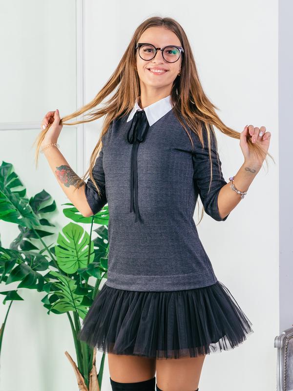 Constructor-dress gray "pine-tree" Airdress with detachable black skirt and collar