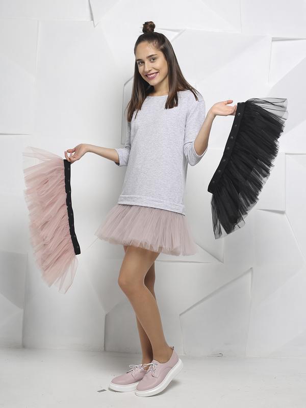 AIRDRESS set: gray top and 3 detachable skirts