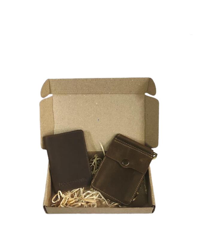 Gift set DNK Leather No. 10 (clip + cover for rights, ID passport) khaki