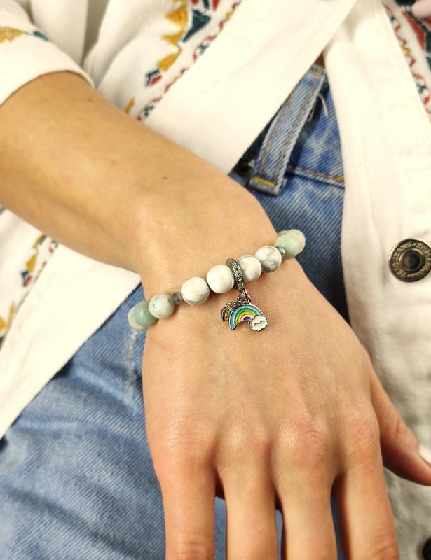 Bracelet with natural stones and pendant "Rainbow"