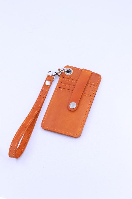 Leather card holder with wrislet&neck strap