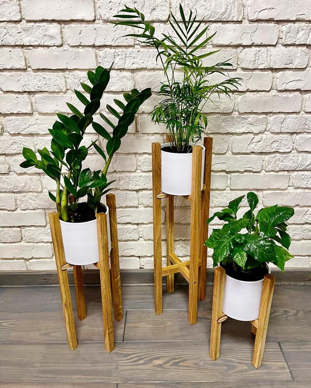 A set of stands for vases and flowers, oak, 3 pcs