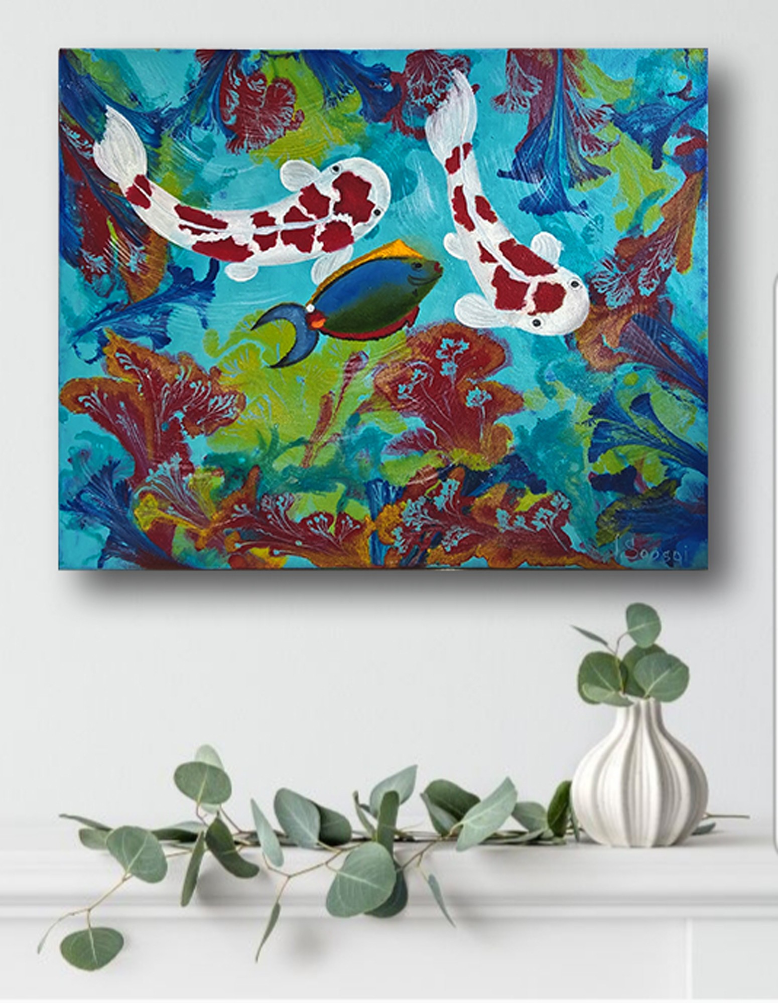 Koi Fish Painting Fish Artwork Original Painting From