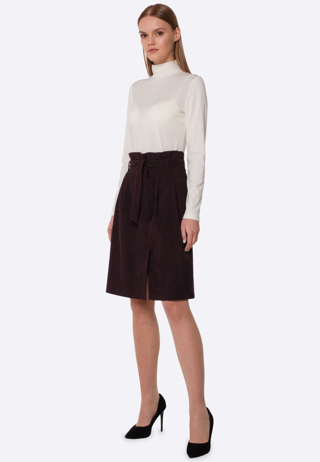 Brown microcord skirt 6257