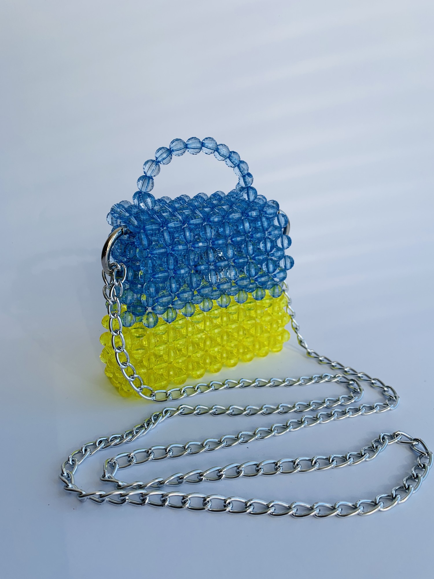Yellow-blue Ukrainian bag made of beads mini bag clutch shoulder bag evening bag cute tote bag tote bag aesthetic
