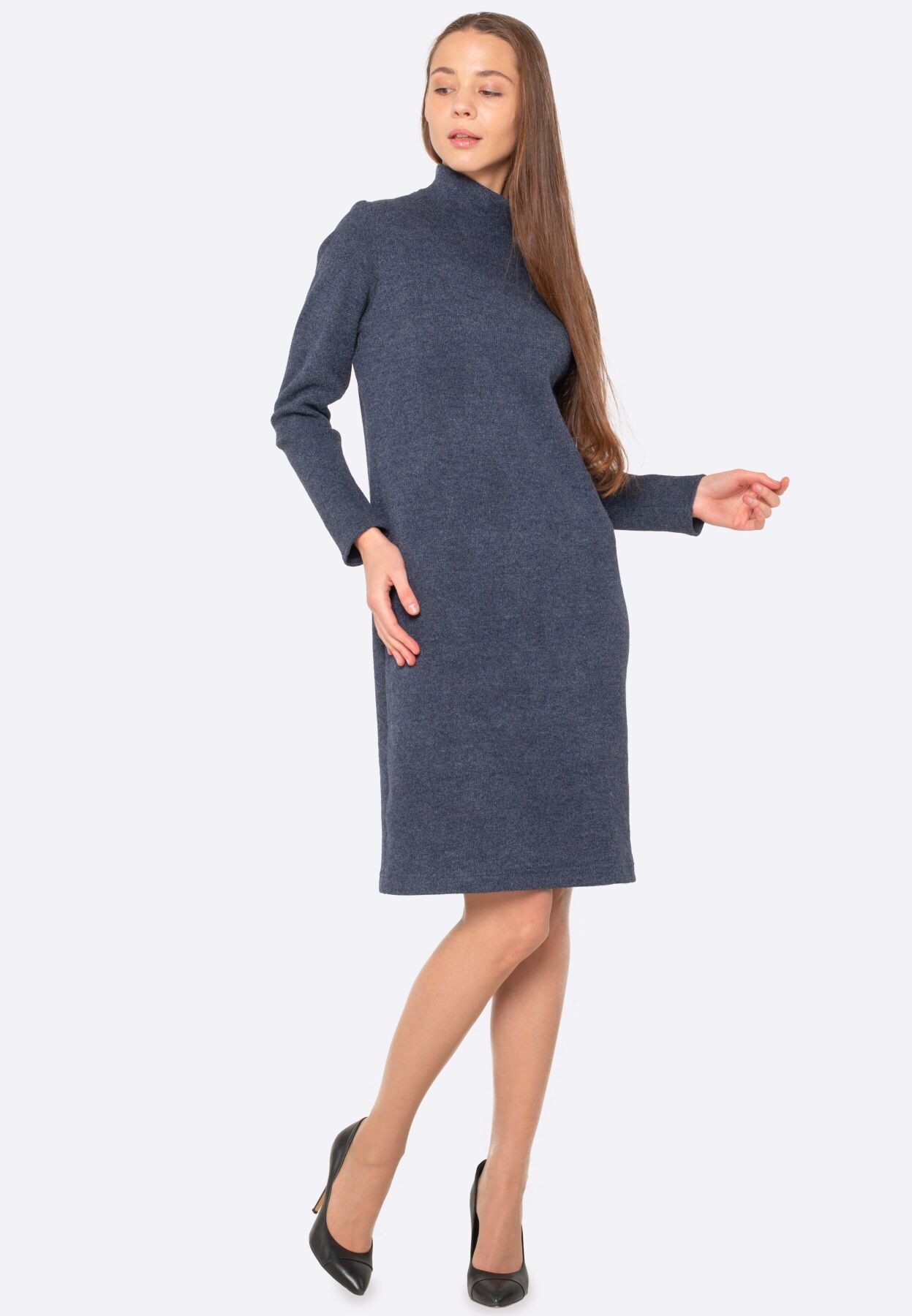 Warm blue-gray sweater dress 5672