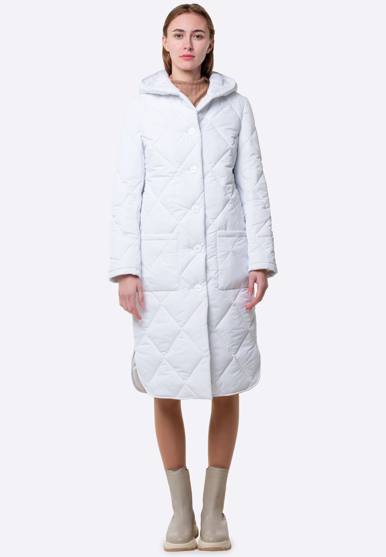 Warm white quilted coat 4419c