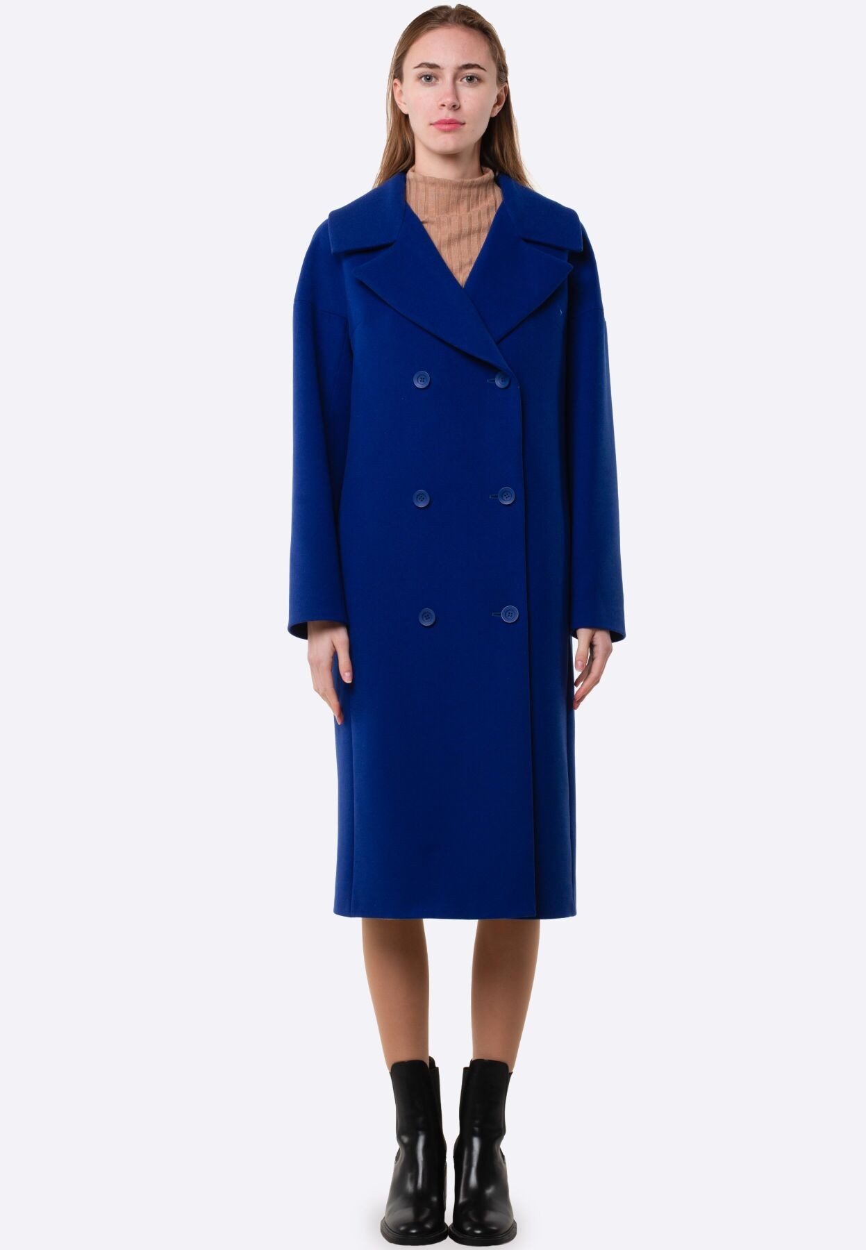 Blue double-breasted wool coat 4415