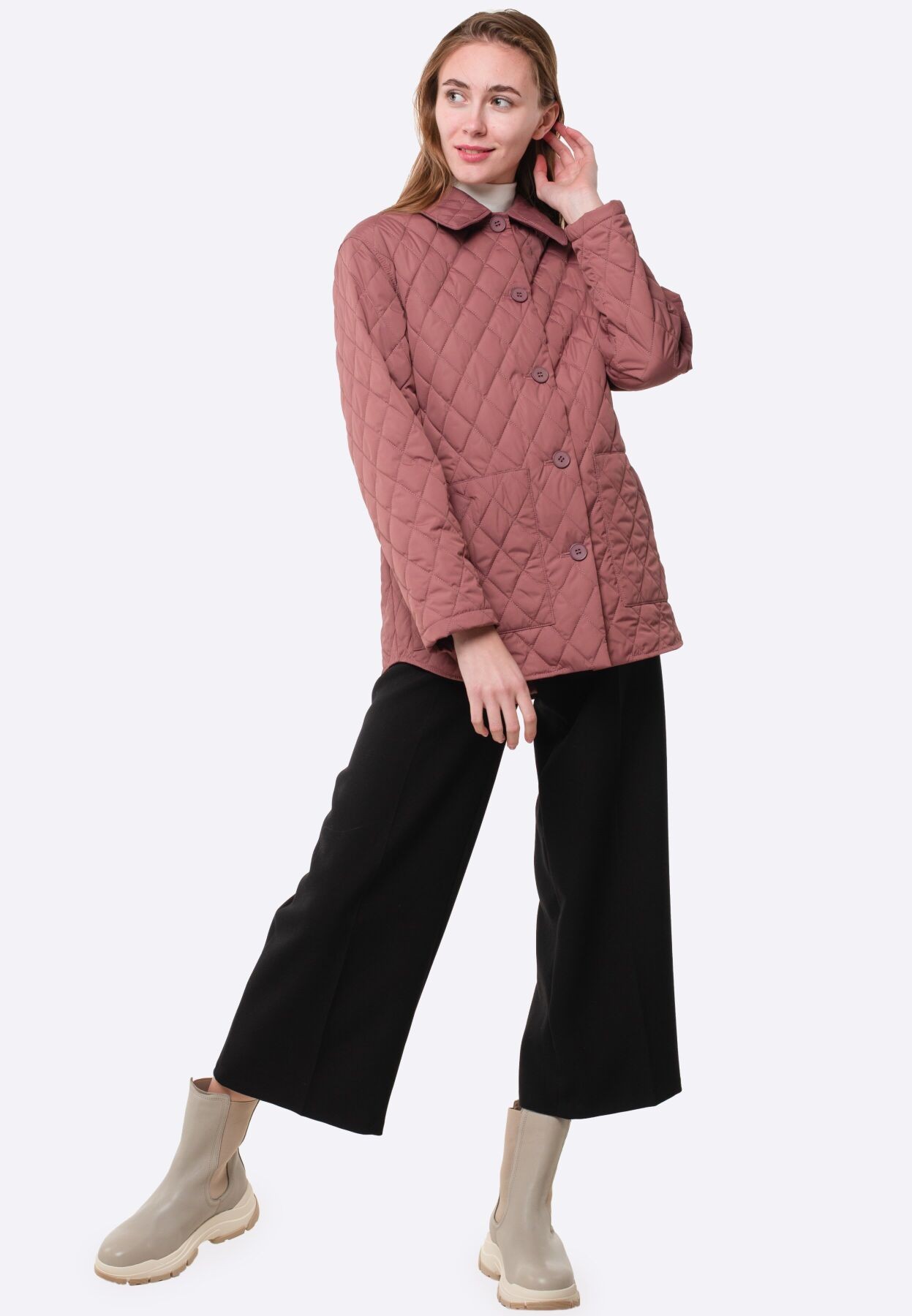 Ash pink long quilted jacket 4417p - 17284 from CAT ORANGE with donate ...