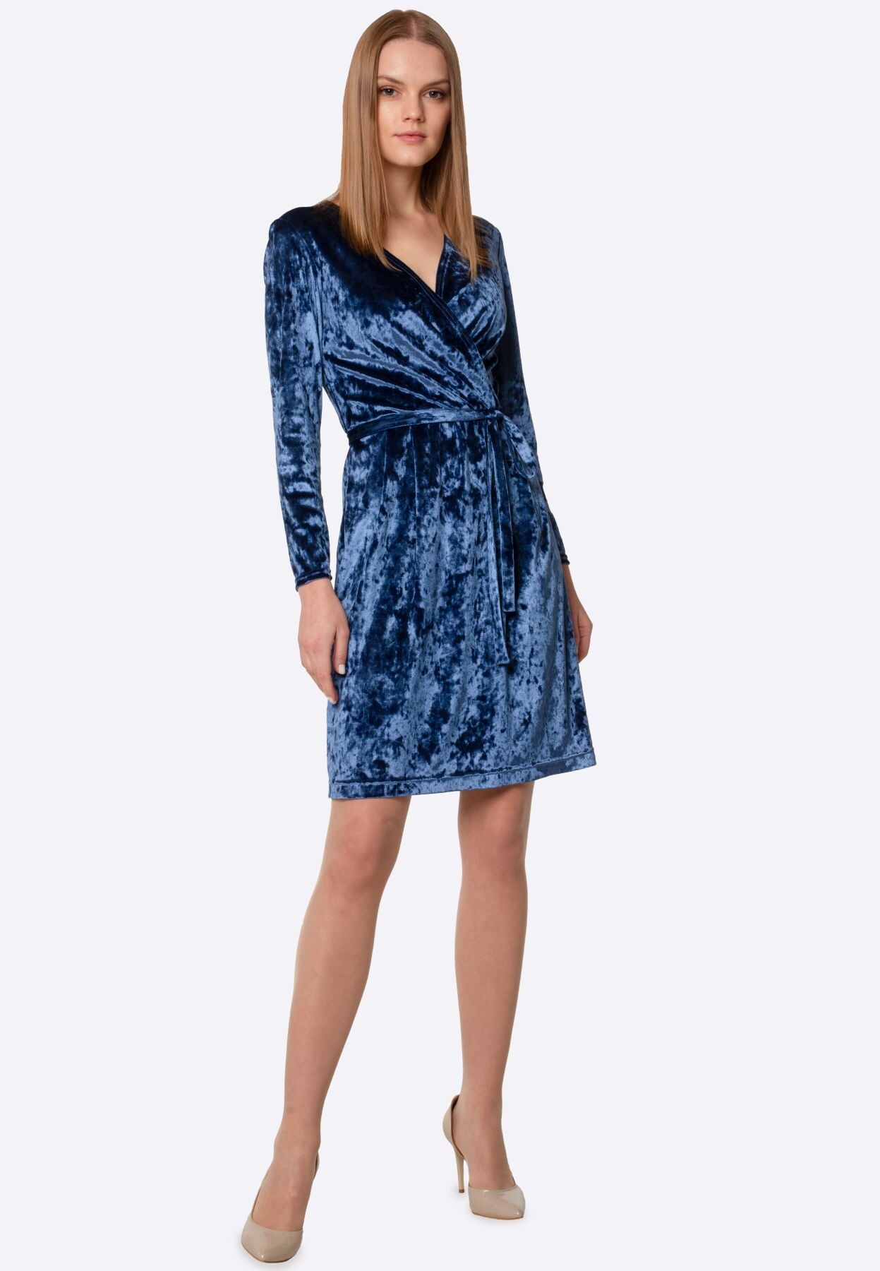 Blue-blue dress made of stretch velor 5681