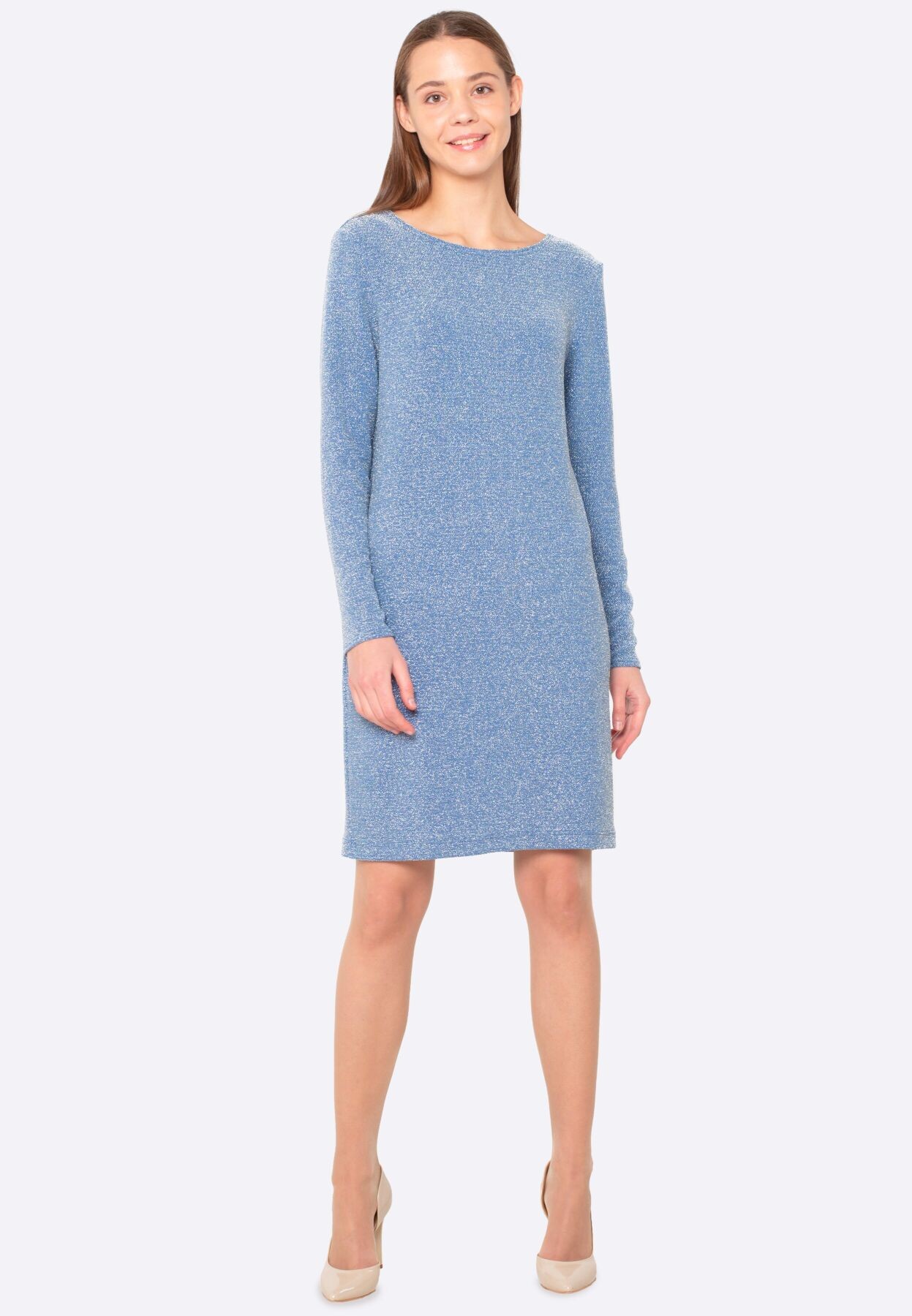 Blue elegant dress made of lurex knitwear 5676