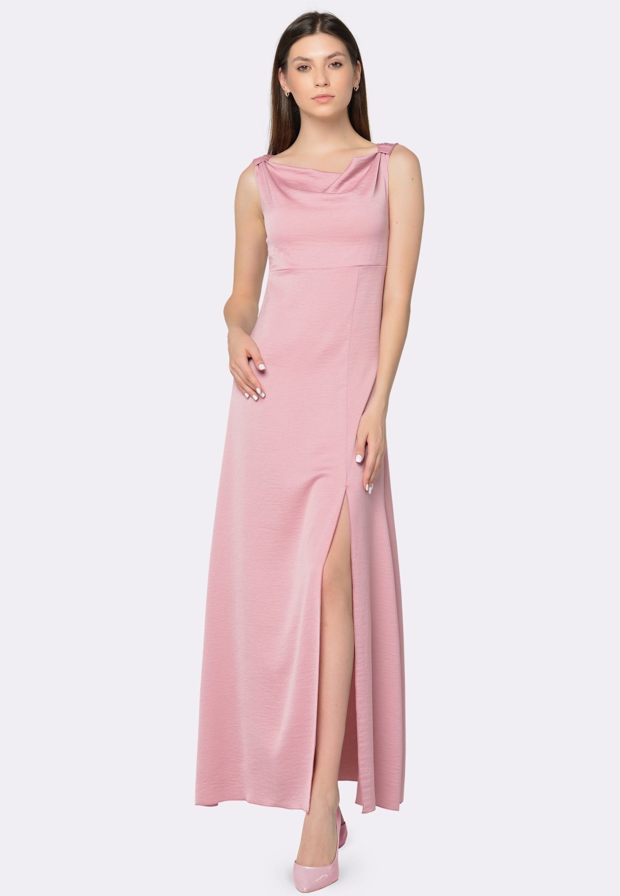 Pink maxi dress made of silk reaper 5588