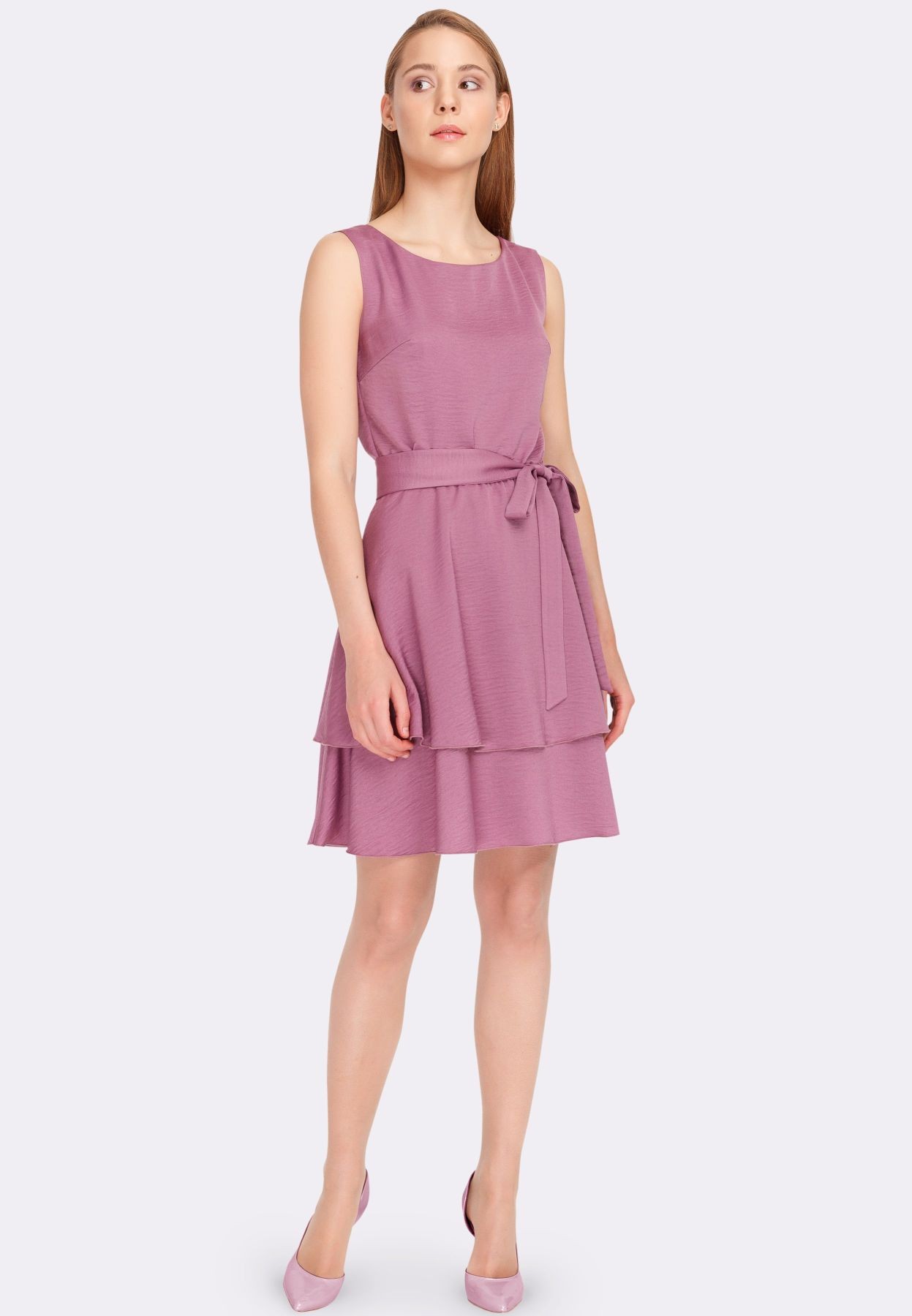 Lilac dress with a two-tiered skirt 5587