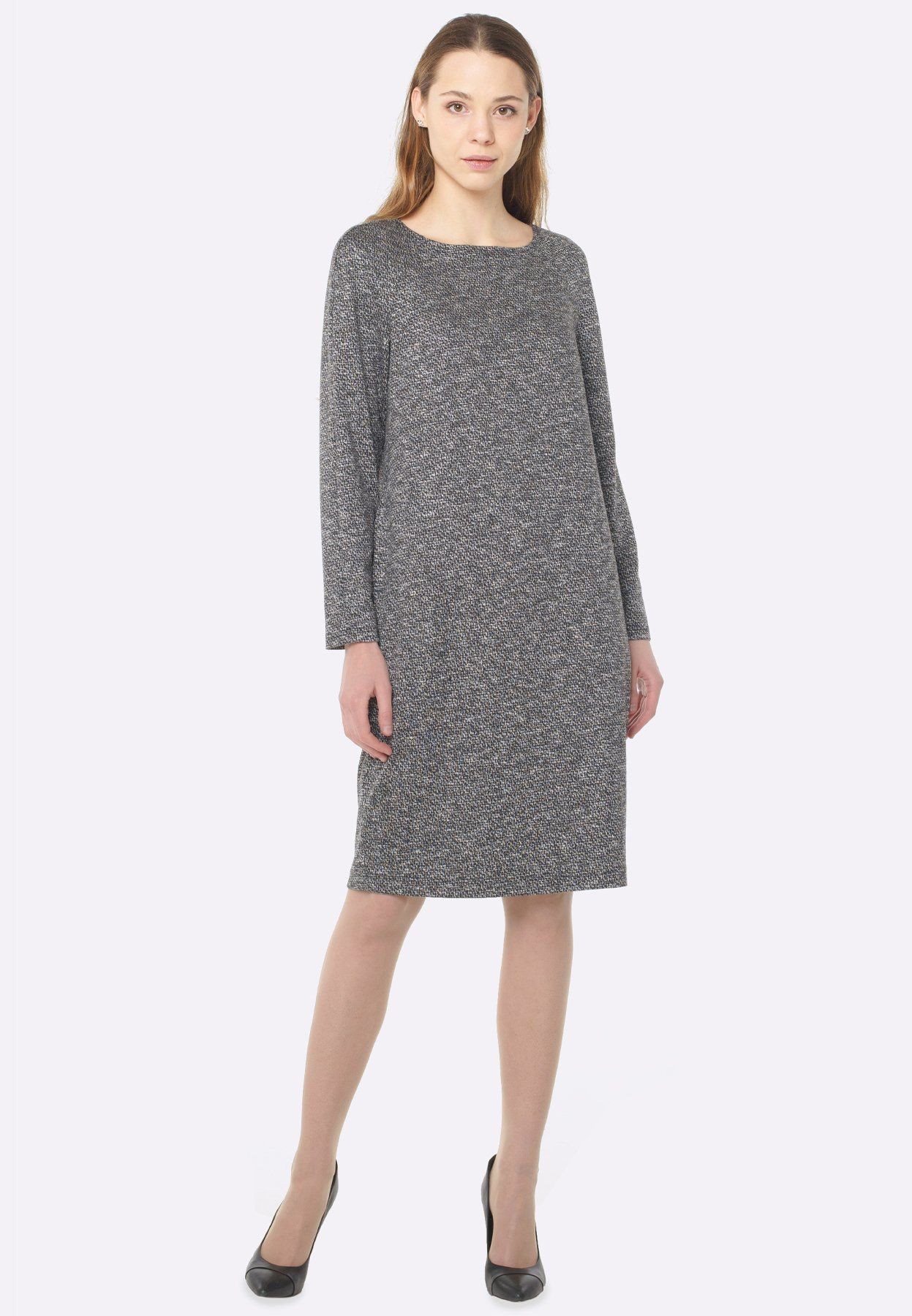 Gray knitted loose fit dress with pockets 5634