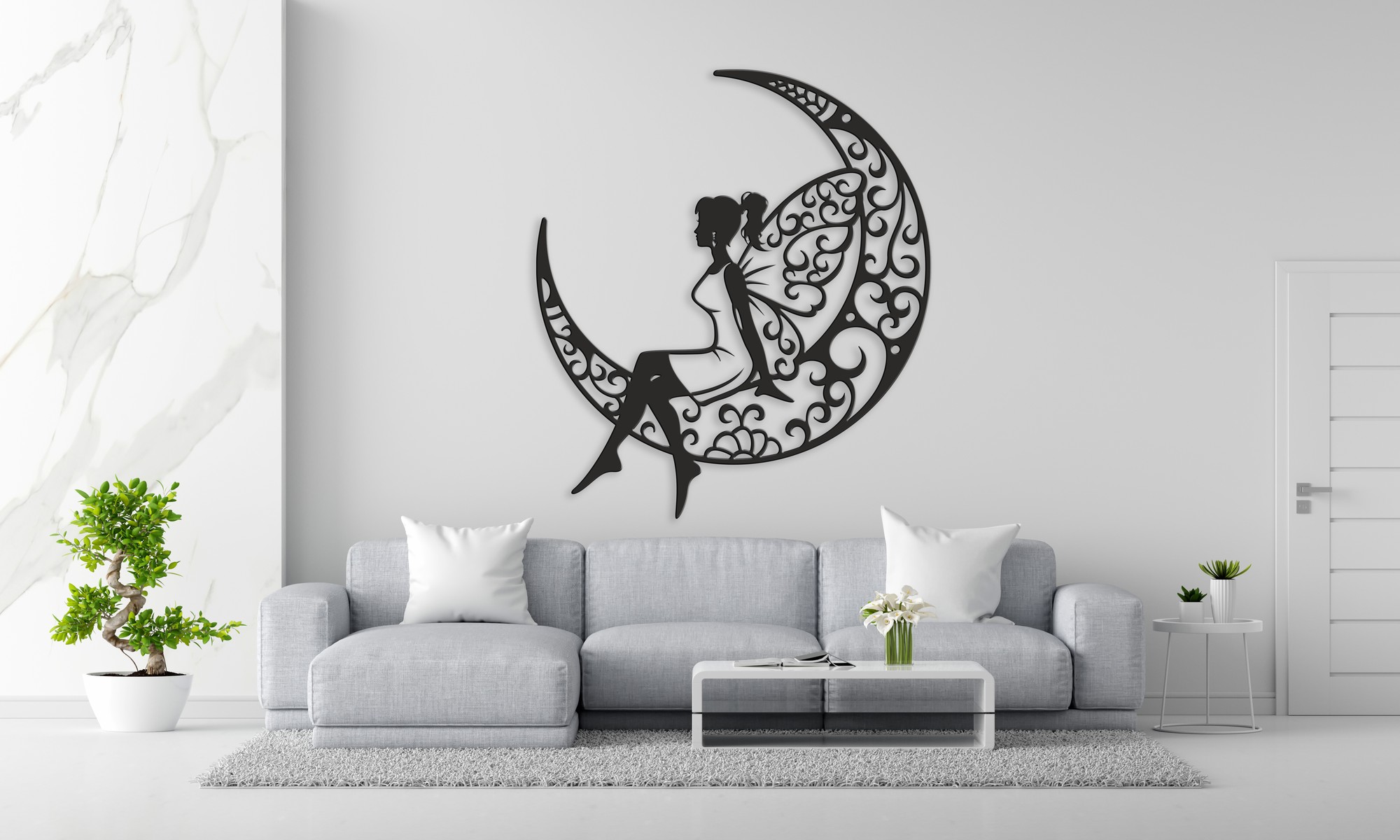 Fairy on the moon wood wall art, unique wall art, wood wall art ...