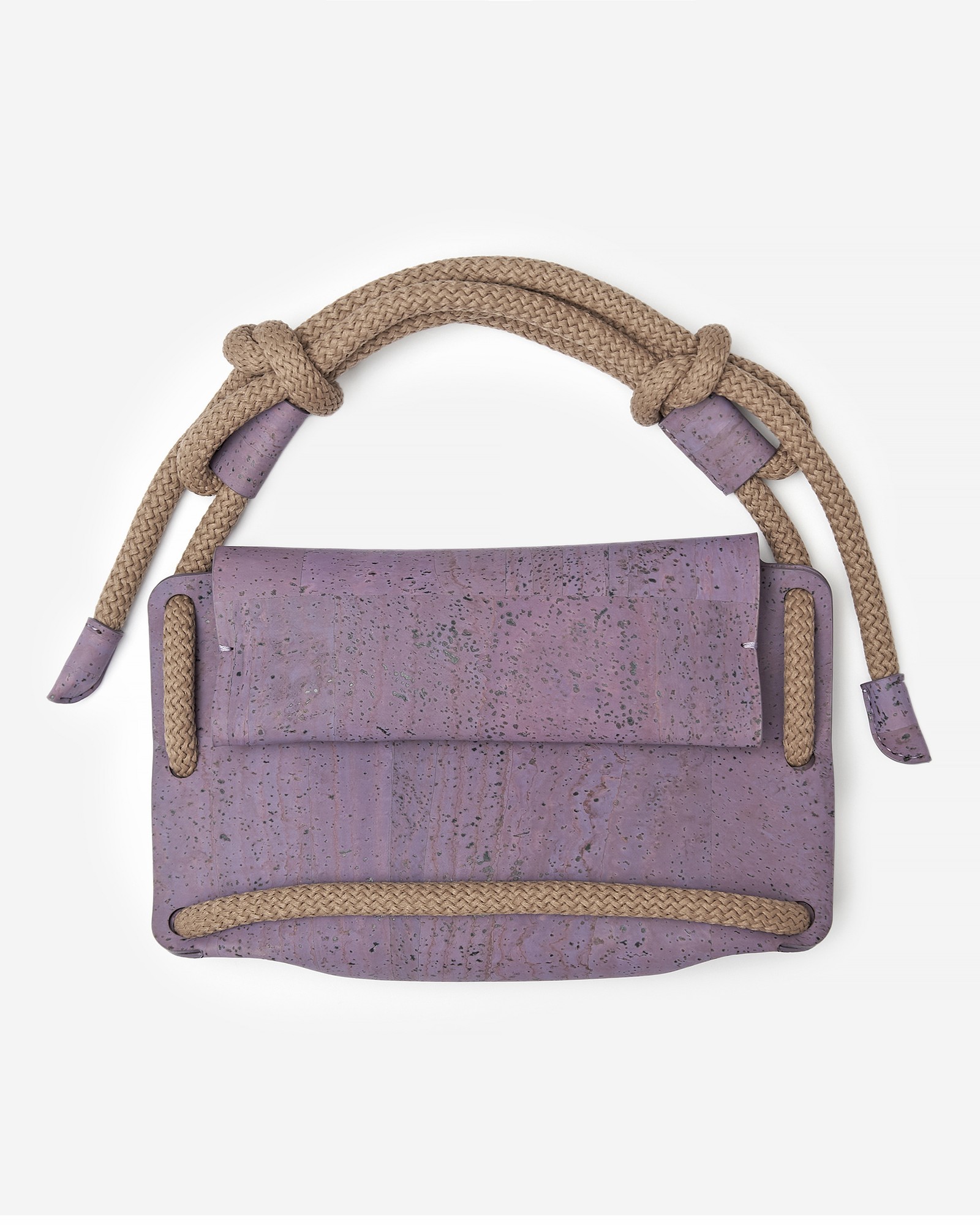 Natural cork crossbody bag Kumotori mini in purple color