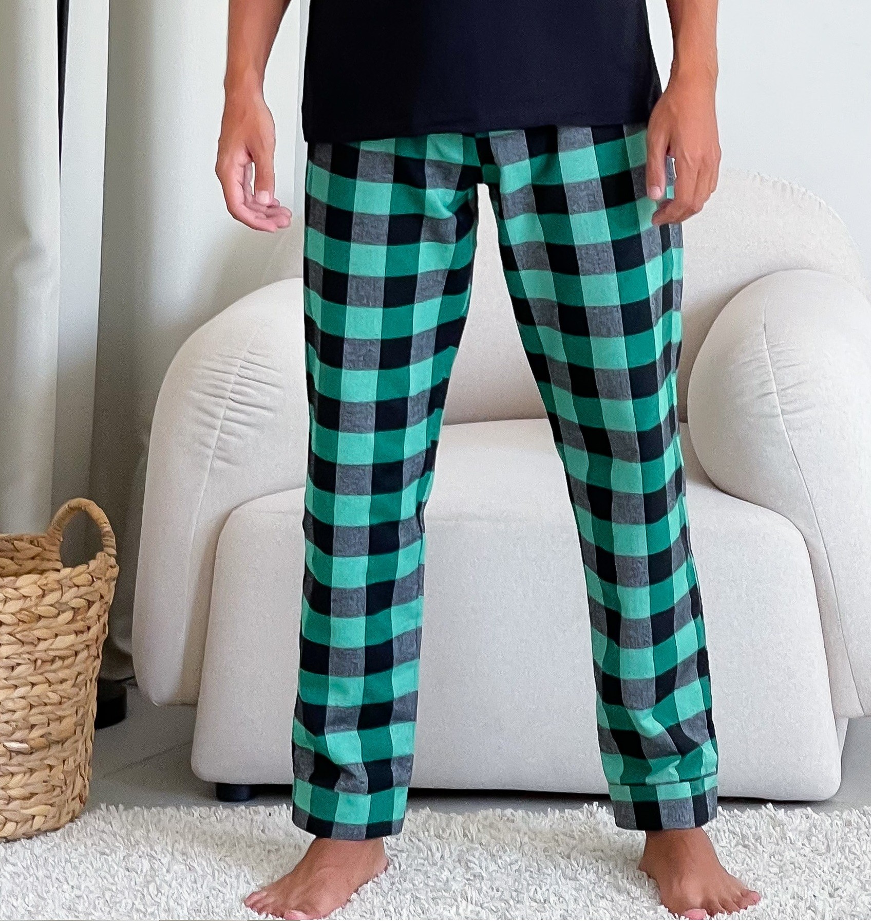 Flannel COZY Pajama Pants for Men Green/Black F200P
