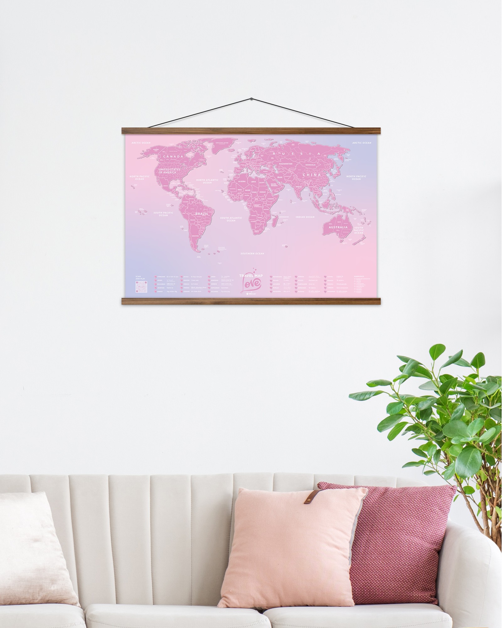 Scratch-off wall map Travel Map® Love World