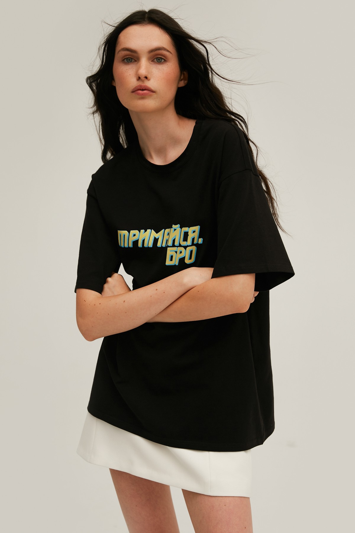 Black unisex T-shirt with "Trymaisia, bro" print MUST HAVE x ROXOLANA