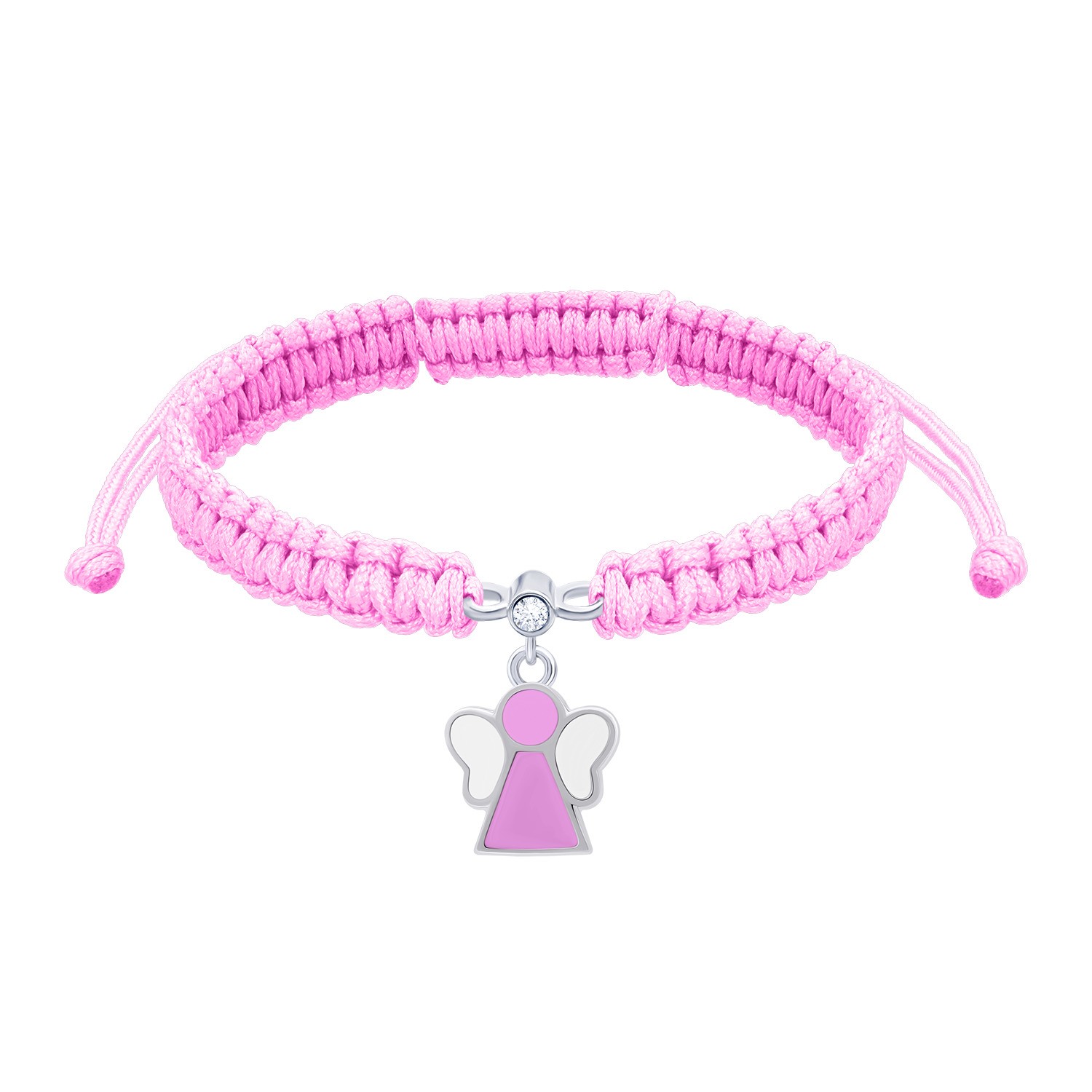 Braided bracelet Angel with pink and white enamel