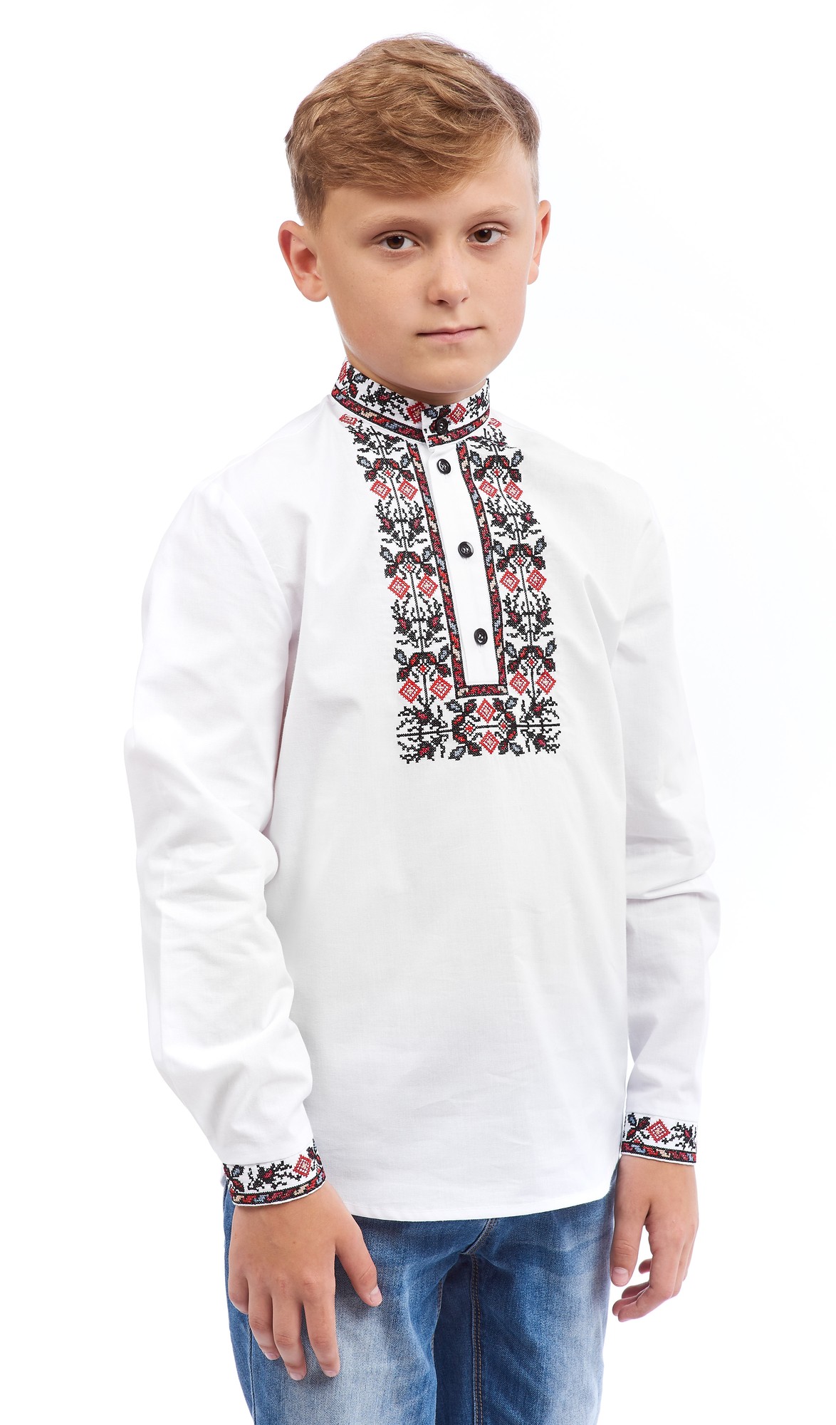 Embroidered shirt for boys, height 122-152cm 338-19/09
