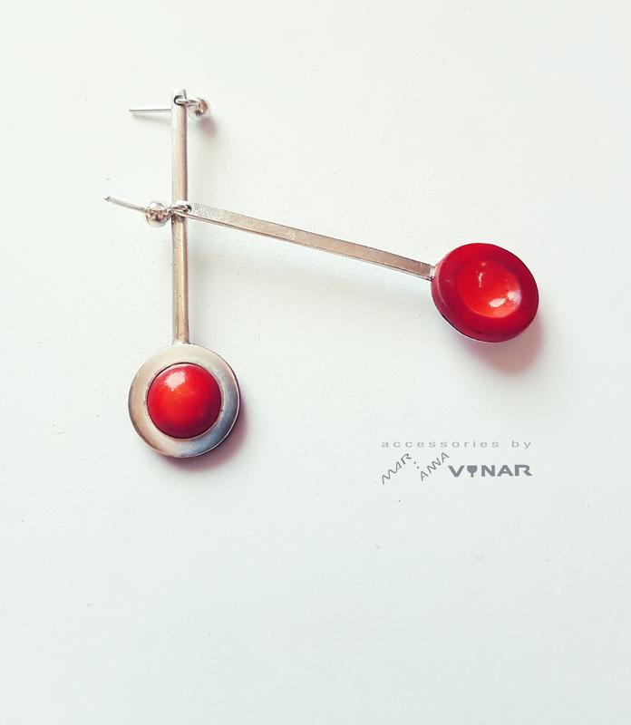 Cherry berry red silver earrings