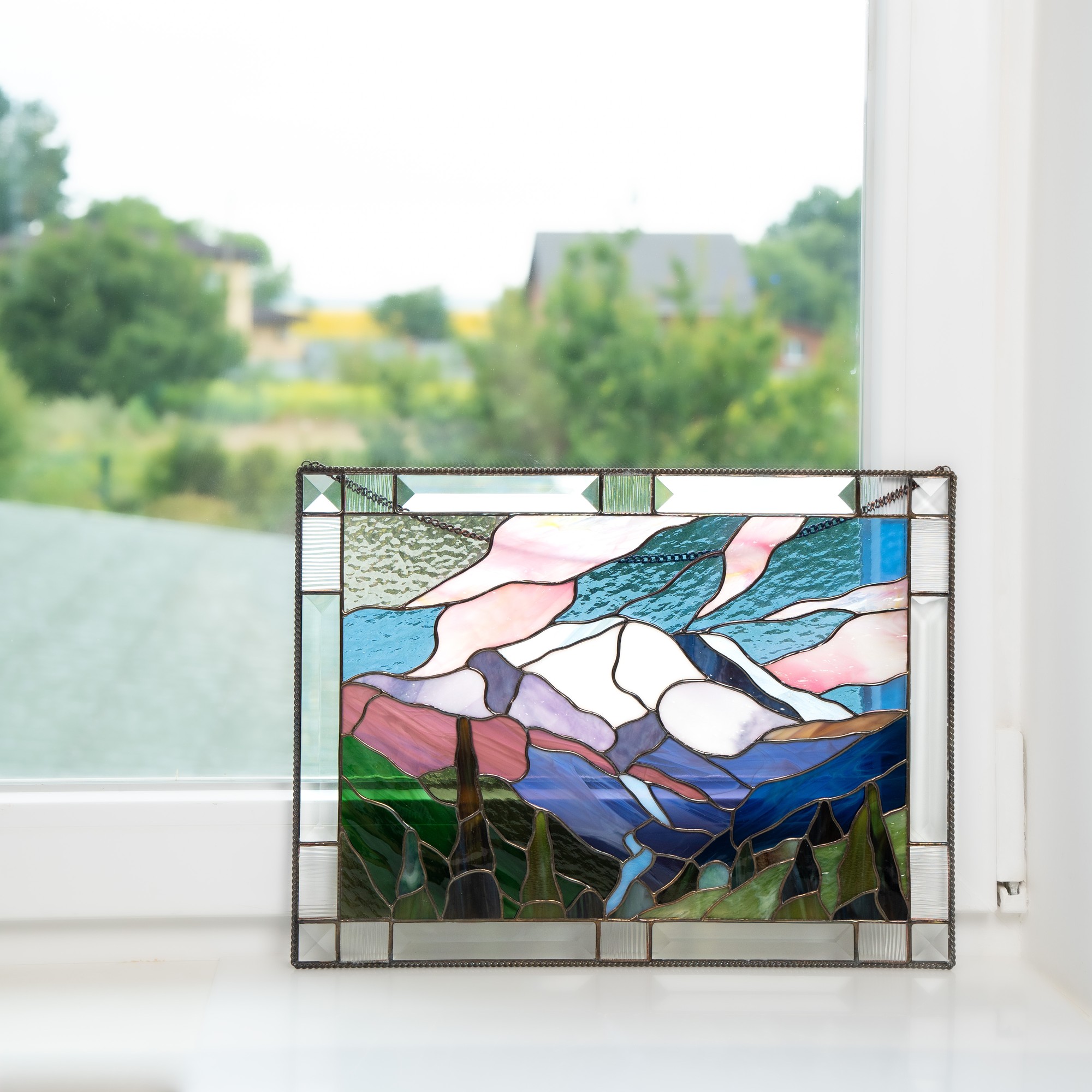 Mount rainier stained glass window hangings 18130 from