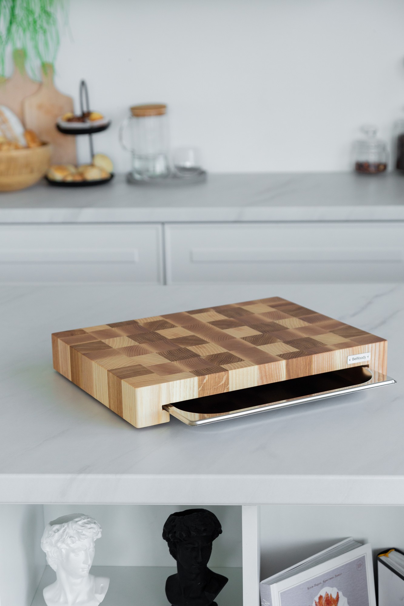 Ash&oak cutting board with tray 30*40 cm