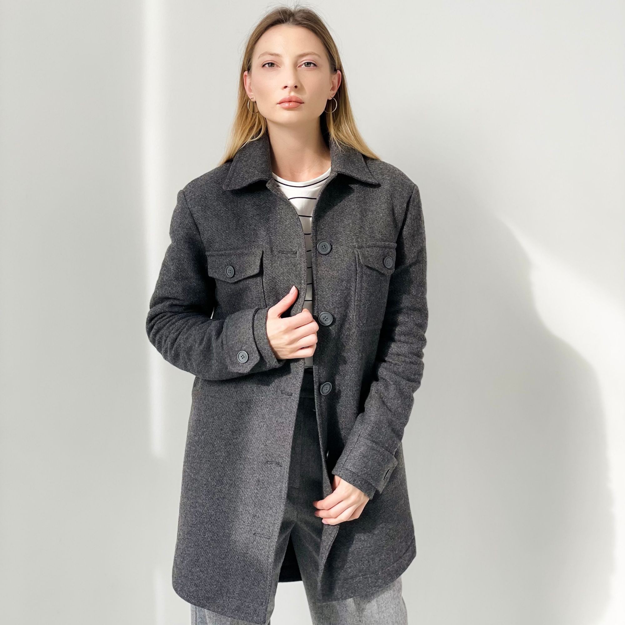 Wool grey coat for women