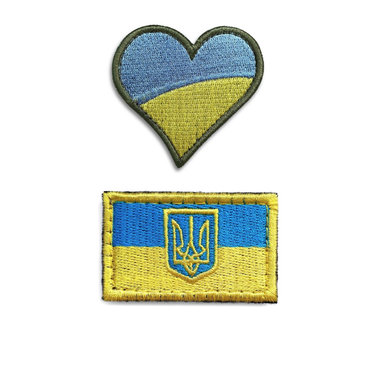 Set of 2 Patriotic Ukrainian Chevrons - Velcro Fastening, Flag and Heart-Shaped Design