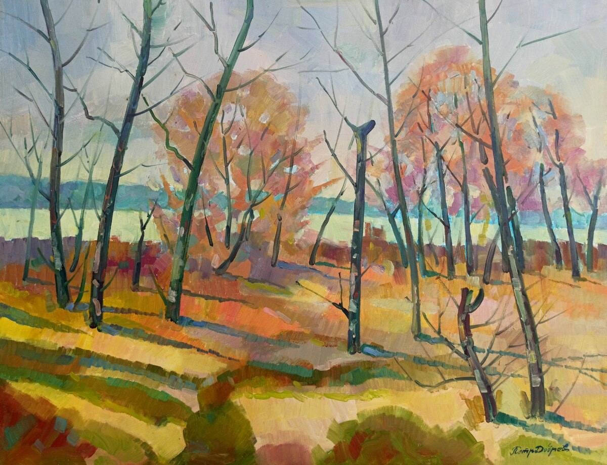 Oil painting Spring landscape Peter Tovpev nDobr67